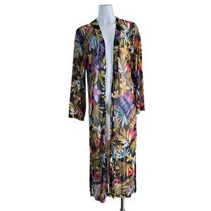NWT Antthony Mesh Kimono Long Cardigan Tropical Floral Size XS